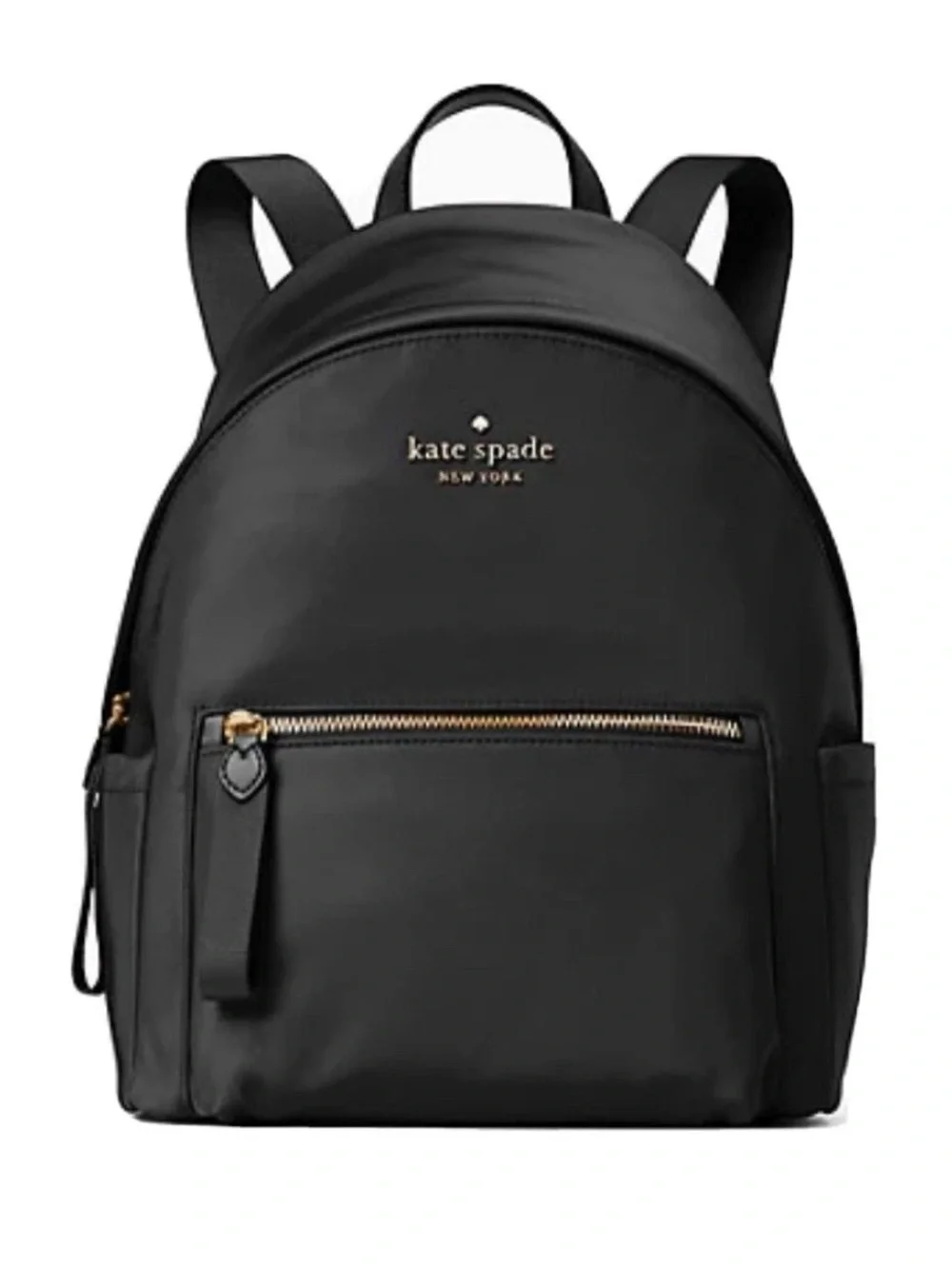 kate spade black nylon medium backpack with gold-tone logo